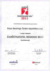 Koyo Bearings získala prestižní ocenění Nejlepší zaměstnavatel olomouckého regionu 2011