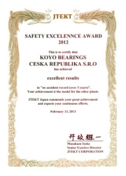 Ocenění v oblasti BOZP - Safety Excellence Award