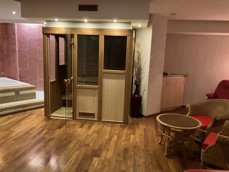 Indoor pool and sauna area