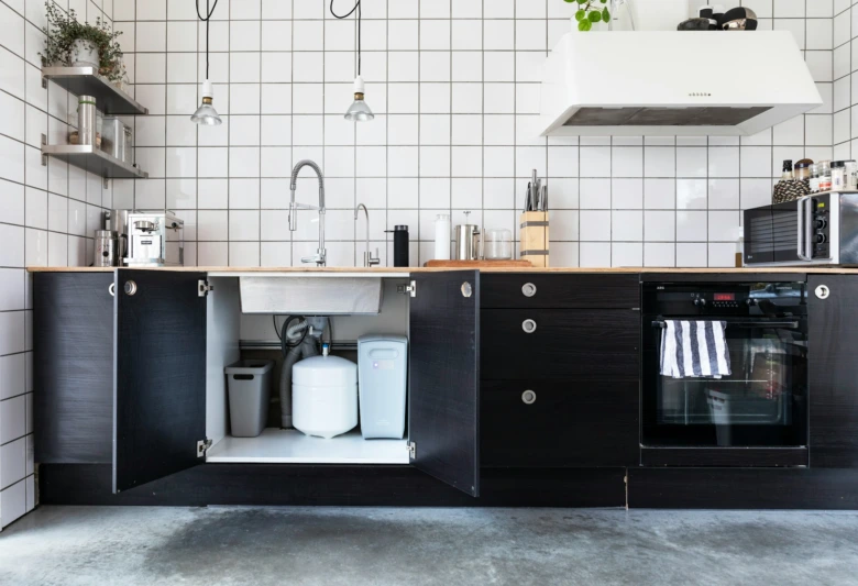 Kitchen with water filter under sink