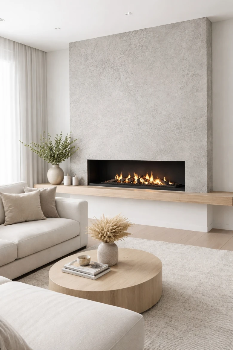 Modern living room with concrete wall