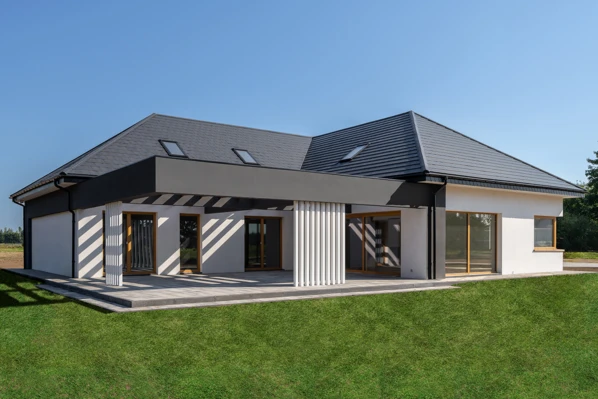 Modern house with roof tiles