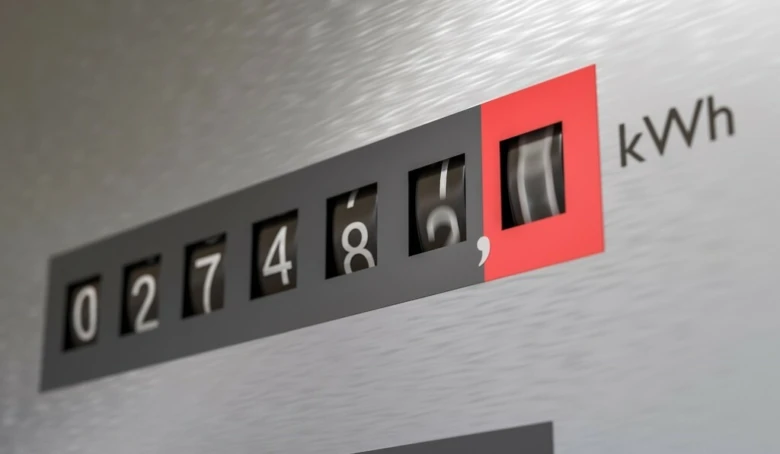 Číslice na elektroměru ukazující spotřebu v kWh.