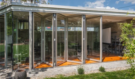 Folding glass doors
