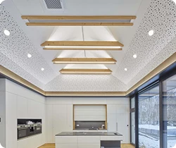 Finished dropped ceiling with gypsum board