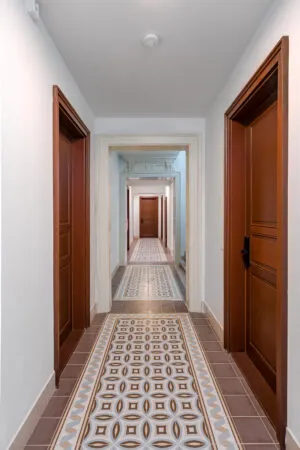 Renovated apartment hallway